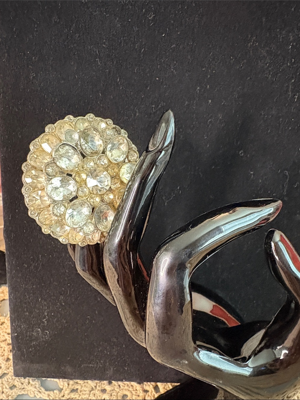 Crystal Cluster Statement Brooch - Gold Tone